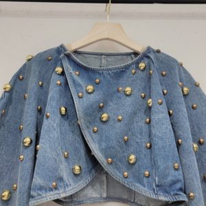 Gold Stud Sleeve Denim Jacket