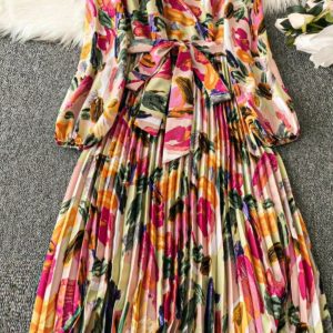 Pleated Floral Dress