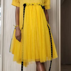 Yellow and Black Tulle Dress